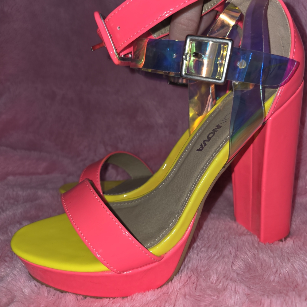 Fashion Nova Neon Pink and Yellow Heels